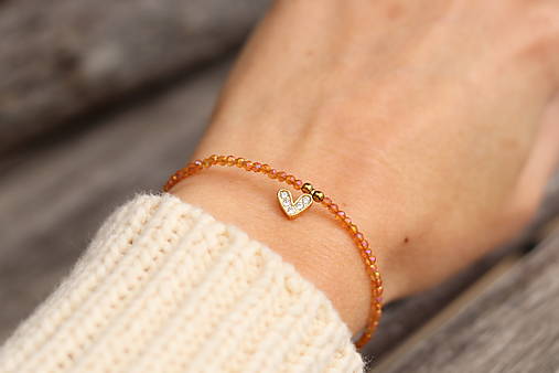 Tenký náramok zirkon, srdce