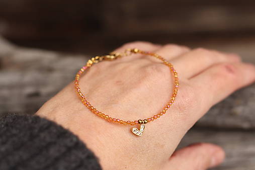 Tenký náramok zirkon, srdce