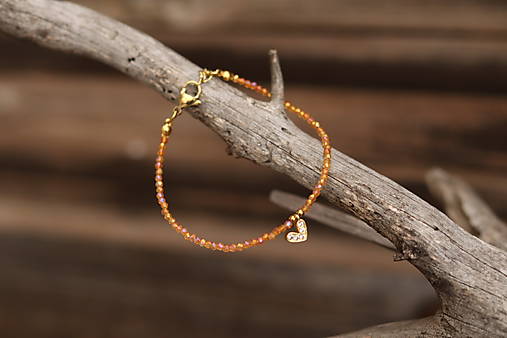 Tenký náramok zirkon, srdce