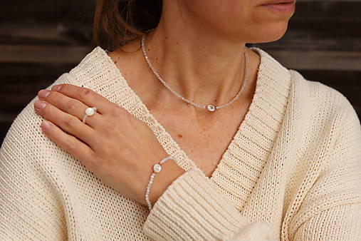 Prsteň zirkon s perlou