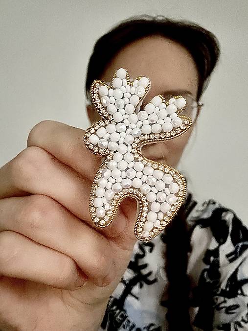 Brošne - Korálková brošňa vianočný jeleň - 17987091_