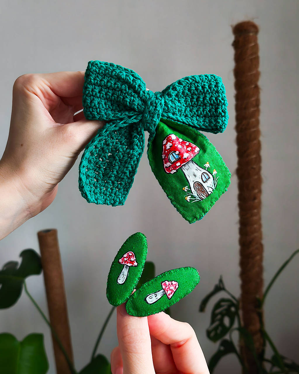 Mašľa/spona do vlasov (zelená)