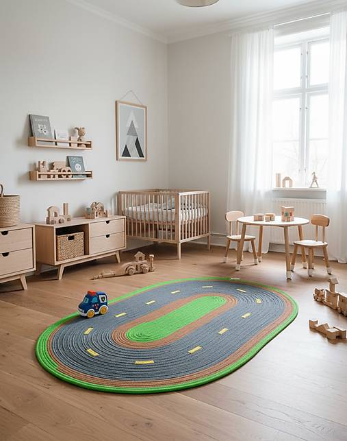 Detský koberec Autodráha – závodná cesta pre autíčka