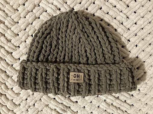 Čiapky, čelenky, klobúky - DARK TAUPE puffy čiapka - 17985581_