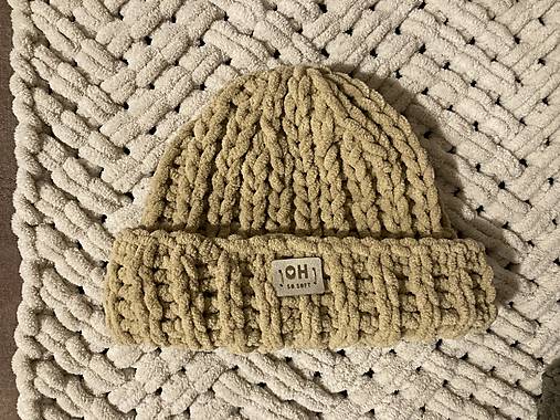 Čiapky, čelenky, klobúky - GOLDEN BEIGE puffy čiapka - 17985592_