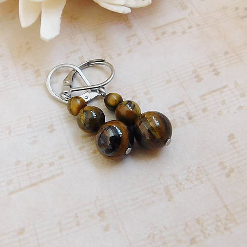 Náušnice - Tigrie oko - 17991589_