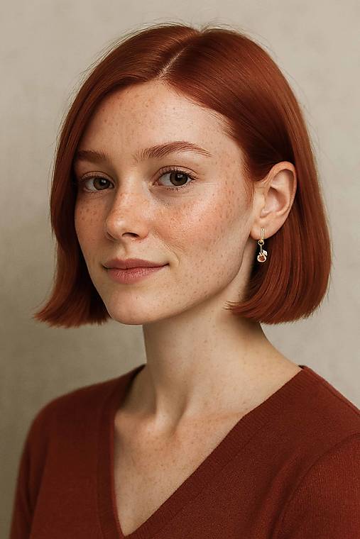 Granátové jablko a riečne perly (Pozlátené náušnice  2v1)