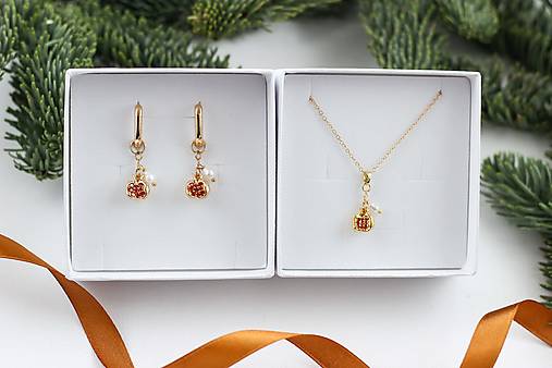 Granátové jablko a riečne perly (Pozlátený set)