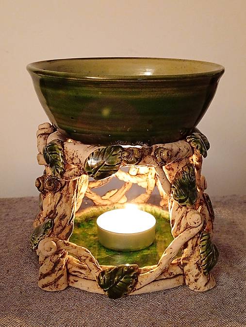 Nádoby - Aromalampa "Olivová" - 17992226_