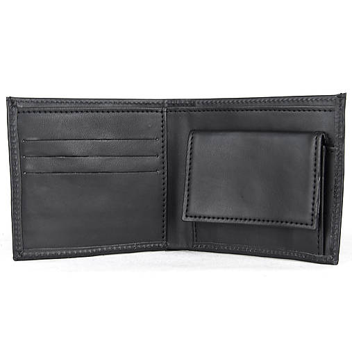 Pánske tašky - Pánska jednoduchá peňaženka z pravej kože v čiernej farbe - 17989986_