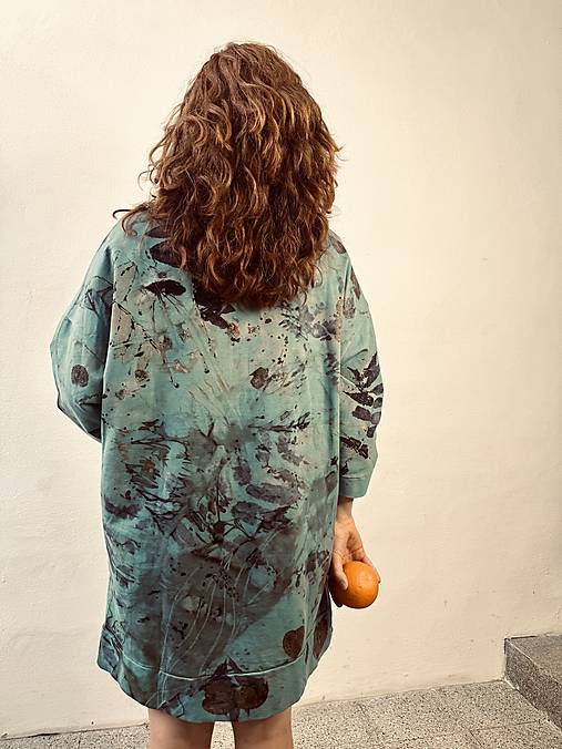 saty s vreckami .kimono blue.