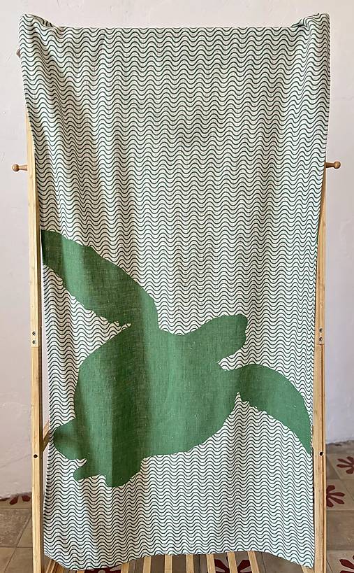 Úžitkový textil - Ľanová osuška - Morská korytnačka - 17990894_