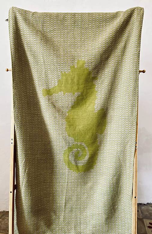 Úžitkový textil - Ľanová osuška - Morský koník - 17990954_