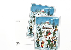 Papier - Pohľadnica "Deti v zime" - r.1955 Jozef Lada - 17991670_