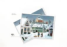 Papier - Pohľadnica "Náves v zime" - r.1944 Jozef Lada - 17991733_