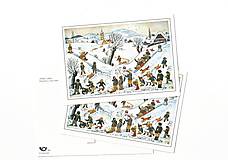 Papier - Pohľadnica "Detské hry v zime" - r.1936 Jozef Lada - 17991752_