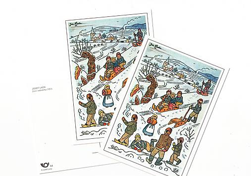 Papier - Pohľadnica "Zimné radovánky" - r.1953 Jozef Lada - 17991683_