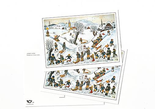 Papier - Pohľadnica "Detské hry v zime" - r.1936 Jozef Lada - 17991752_