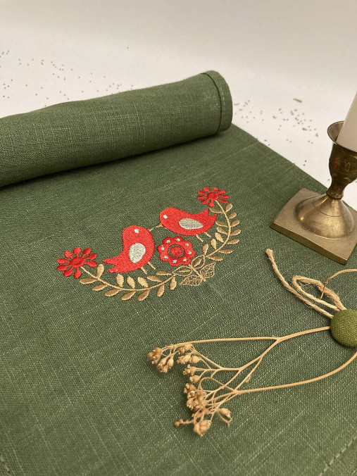 Úžitkový textil - Ľanový BEHÚN /stredový obrus/ " FOLK " - 17991883_