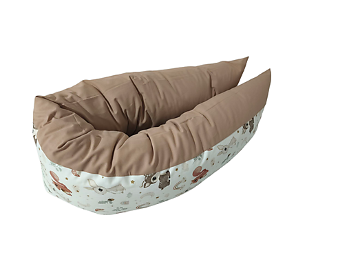 Detský textil - Tehotenský vankúš / Vankúš na dojčenie dvojfarebný béžový + zvieratká z lesa - 17993810_