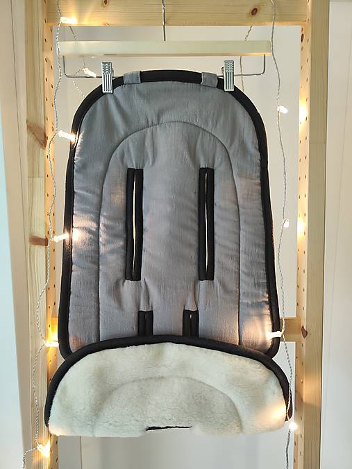 Detský textil - Joolz AER Seat Liner / Podložka do kočíka 100% Merino top super wash Natural 100% ľan šedý - 17993940_