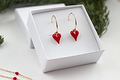  - Červené srdce (Pozlátené náušnice Červené srdce | Dva štýly v jednom) - 17992625_