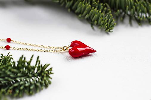 Červené srdce (Pozlátená retiazka s príveskom)