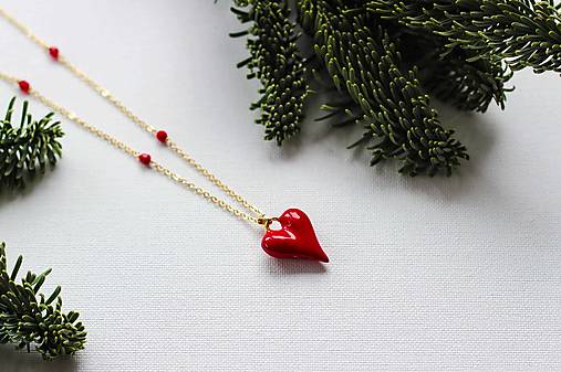 Červené srdce (Pozlátená retiazka s príveskom)