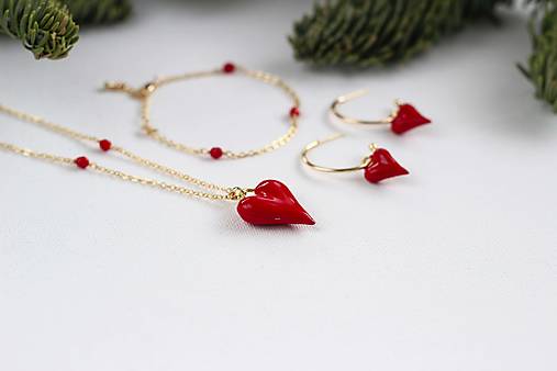 Červené srdce (Sada 3 šperkov)