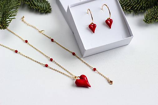 Červené srdce (Sada 3 šperkov)