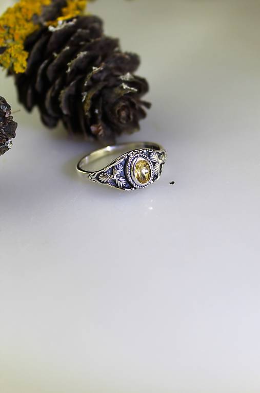 Prstene - citrín prsteň strieborný - 17995027_