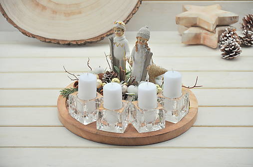 Dekorácie - adventný podnos s deťmi-lyžiarmi - 17994413_