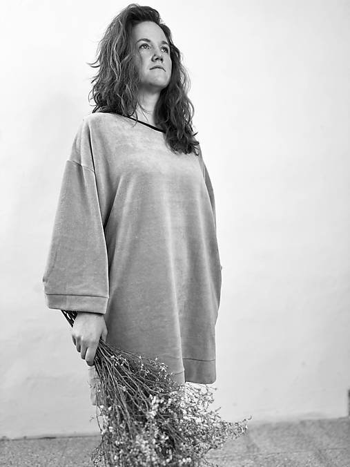 saty z kojeneckeho plysu 'mysacia bundicka' s vreckami