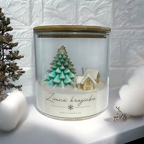Zimná krajinka - veľká sójová sviečka