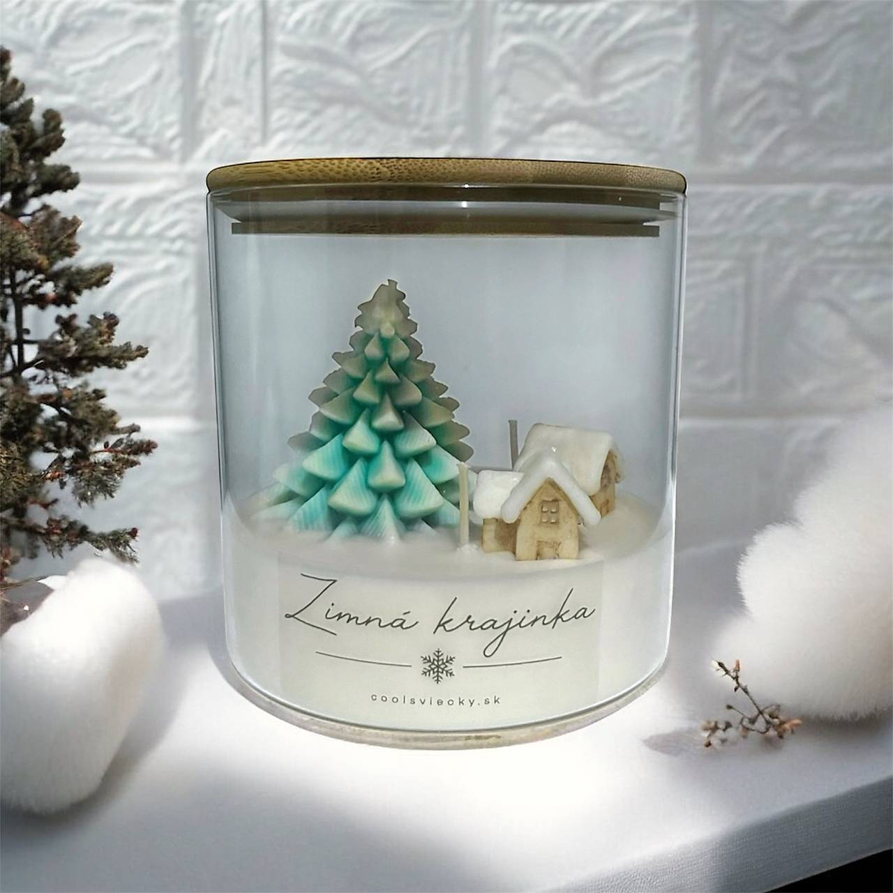 Zimná krajinka - veľká sójová sviečka