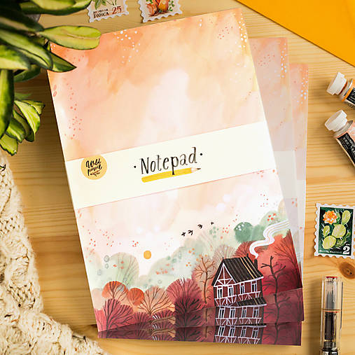 Papier - Trhací blok "domček v údolí" - 17995484_