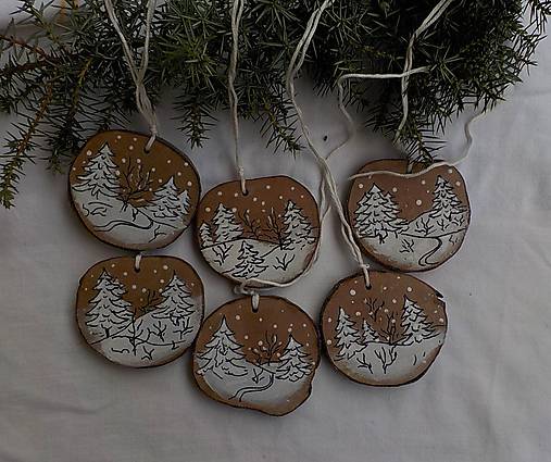 Dekorácie - Ozdôbky zasnežené krajinky - 17997844_