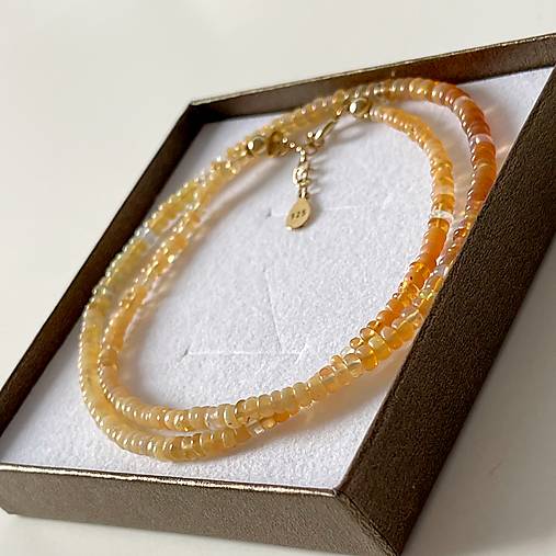 ZĽAVA 50%  Ethiopian Opal Rondelle Necklace AG925 Rose Gold Plated / Náhrdelník prírodný etiópsky opál E060