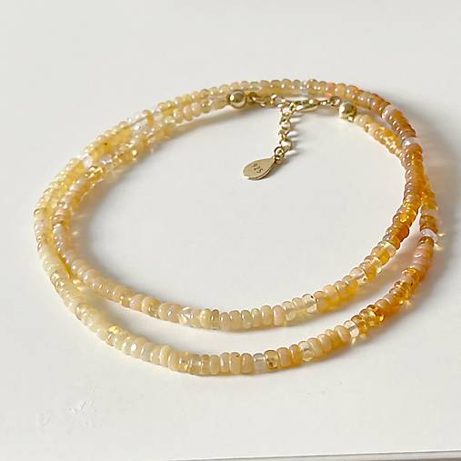 ZĽAVA 50%  Ethiopian Opal Rondelle Necklace AG925 Rose Gold Plated / Náhrdelník prírodný etiópsky opál E060