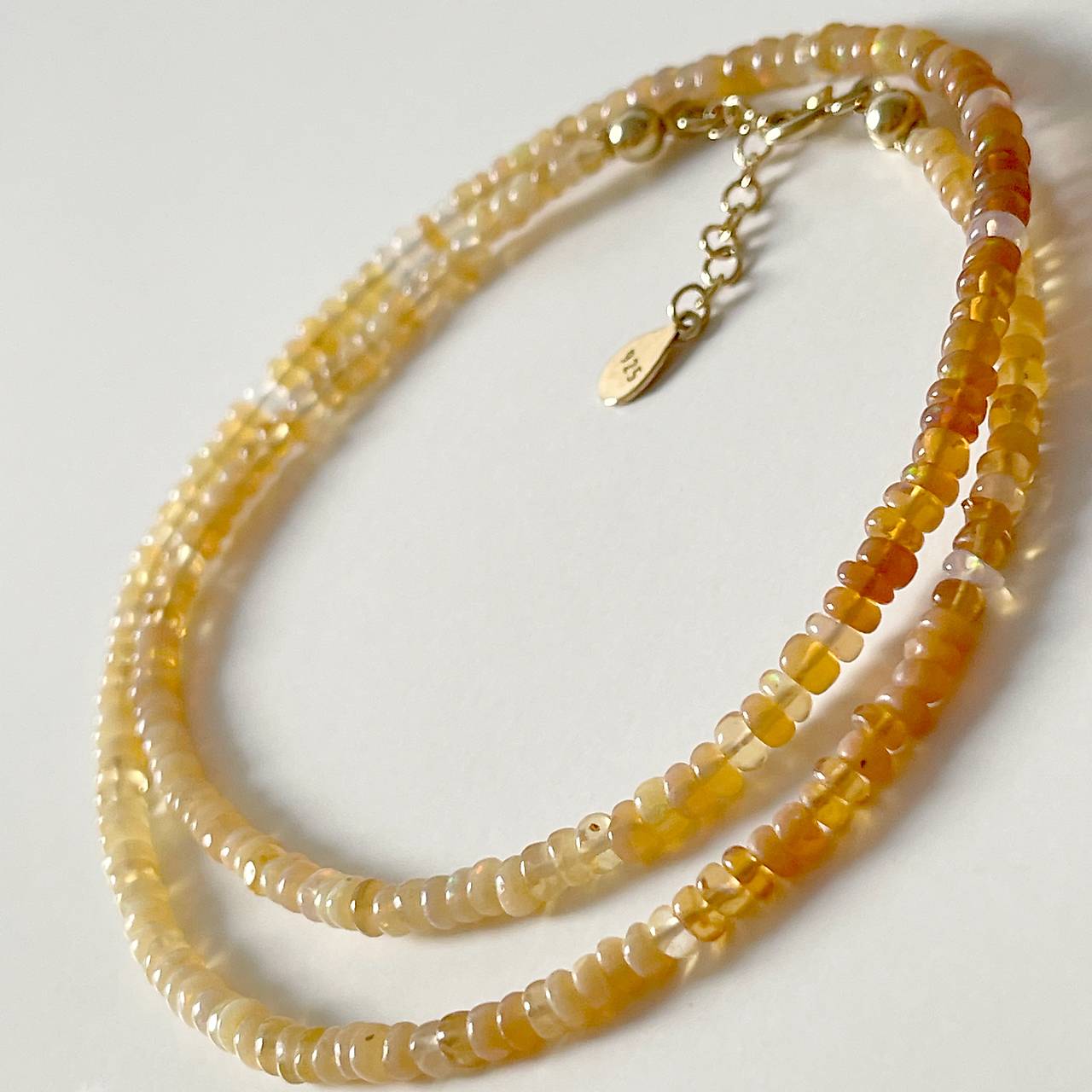 ZĽAVA 50%  Ethiopian Opal Rondelle Necklace AG925 Rose Gold Plated / Náhrdelník prírodný etiópsky opál E060