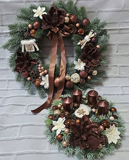 Dekorácie - Hnedo-krémový vianočný set - 17997566_