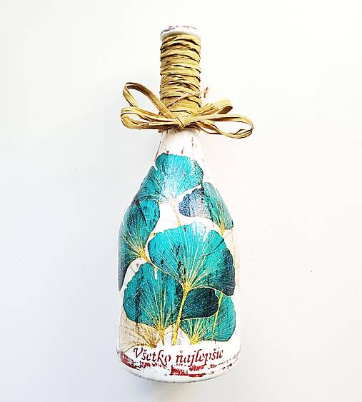 Nádoby - Víno v dekorovanej flaši, motív Všetko najlepšie - 17996456_