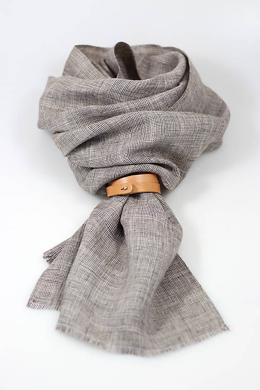 Pánsky elegantný šál zo 100% ľanu, originálny darček pre neho na Vianoce v darčekovej krabici