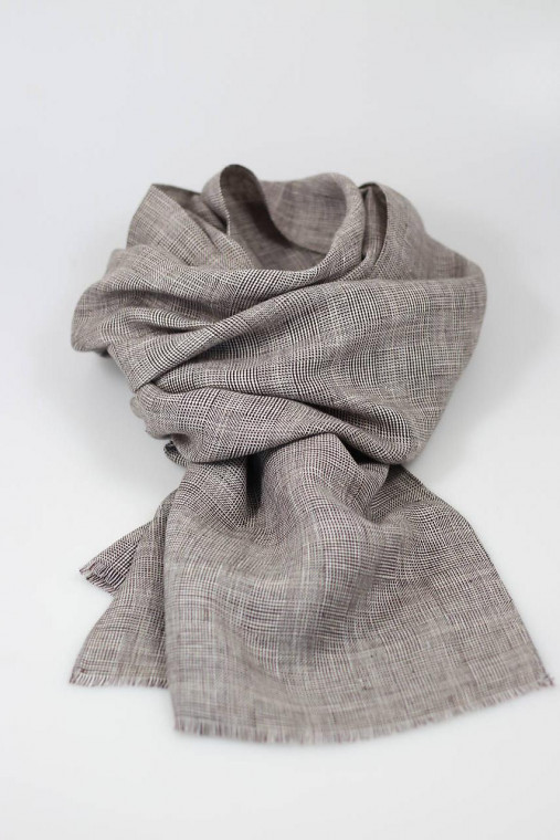 Pánsky elegantný šál zo 100% ľanu, originálny darček pre neho na Vianoce v darčekovej krabici