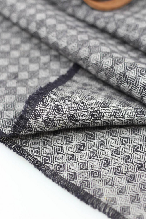 Pánsky jemný ľanový šál so šedým diamantovým vzorom v darčekovom balení "Daniel"