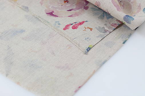 Veľký prírodný ľanový šál s akvarelovými kvetmi, originálny vianočný darček pre ňu