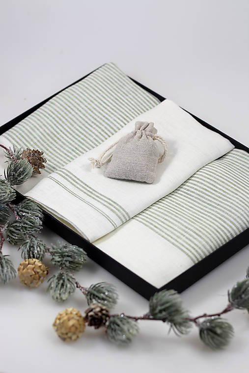 Darček pre maminku, set troch ľanových utierok v darčekovom balení