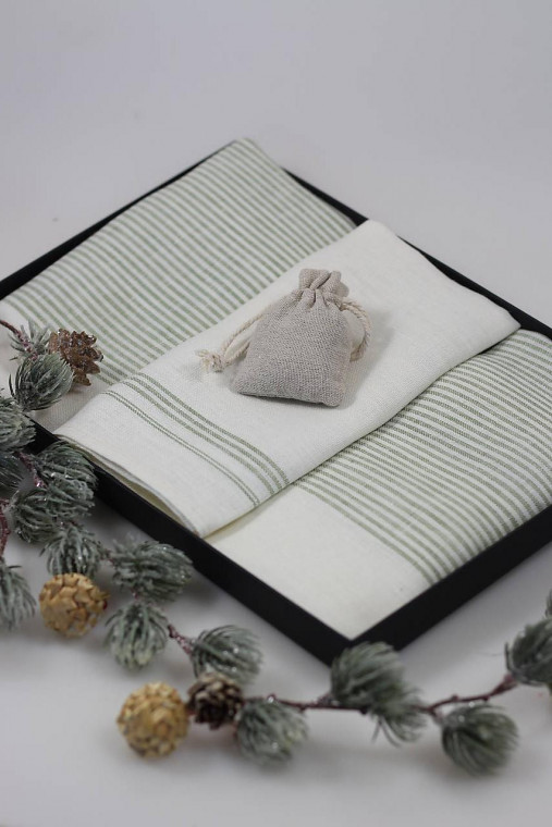 Darček pre maminku, set troch ľanových utierok v darčekovom balení