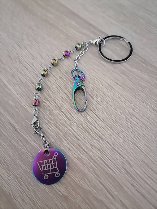 Kľúčenky - Kľúčenka s mincou na nákupy - farebná - 17996110_
