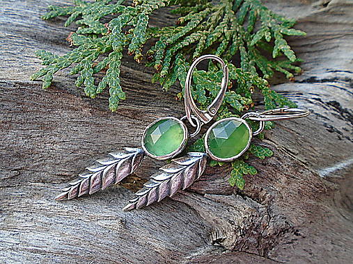 Strieborné náušnice Ag925 Listy Serpentín